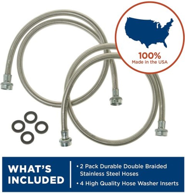 Universal Washing Machine Stainless Steel Hoses - 2 Pack PM14X10005