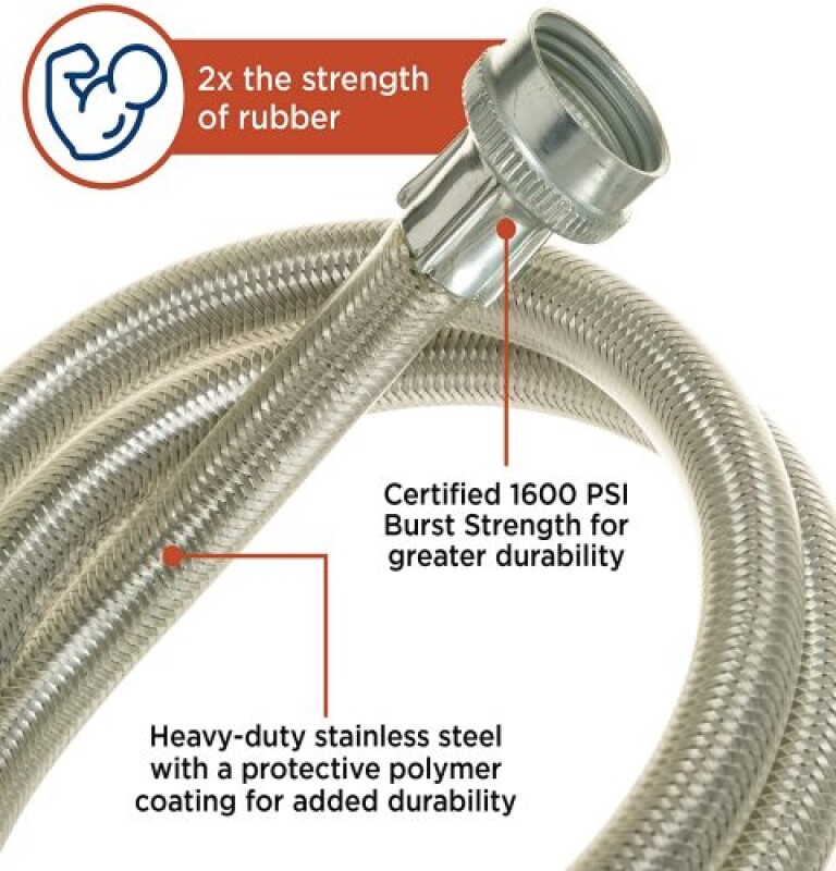 Universal Washing Machine Stainless Steel Hoses - 2 Pack PM14X10005