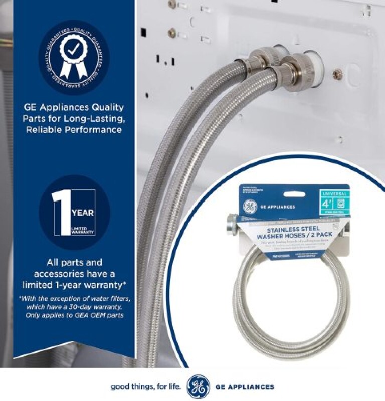 Universal Washing Machine Stainless Steel Hoses - 2 Pack PM14X10005