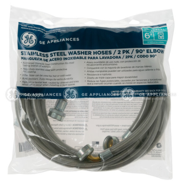 Stainless Washer Hose 6' (2pk) With 90 Elbow PM14X10011, product image 5 of 5