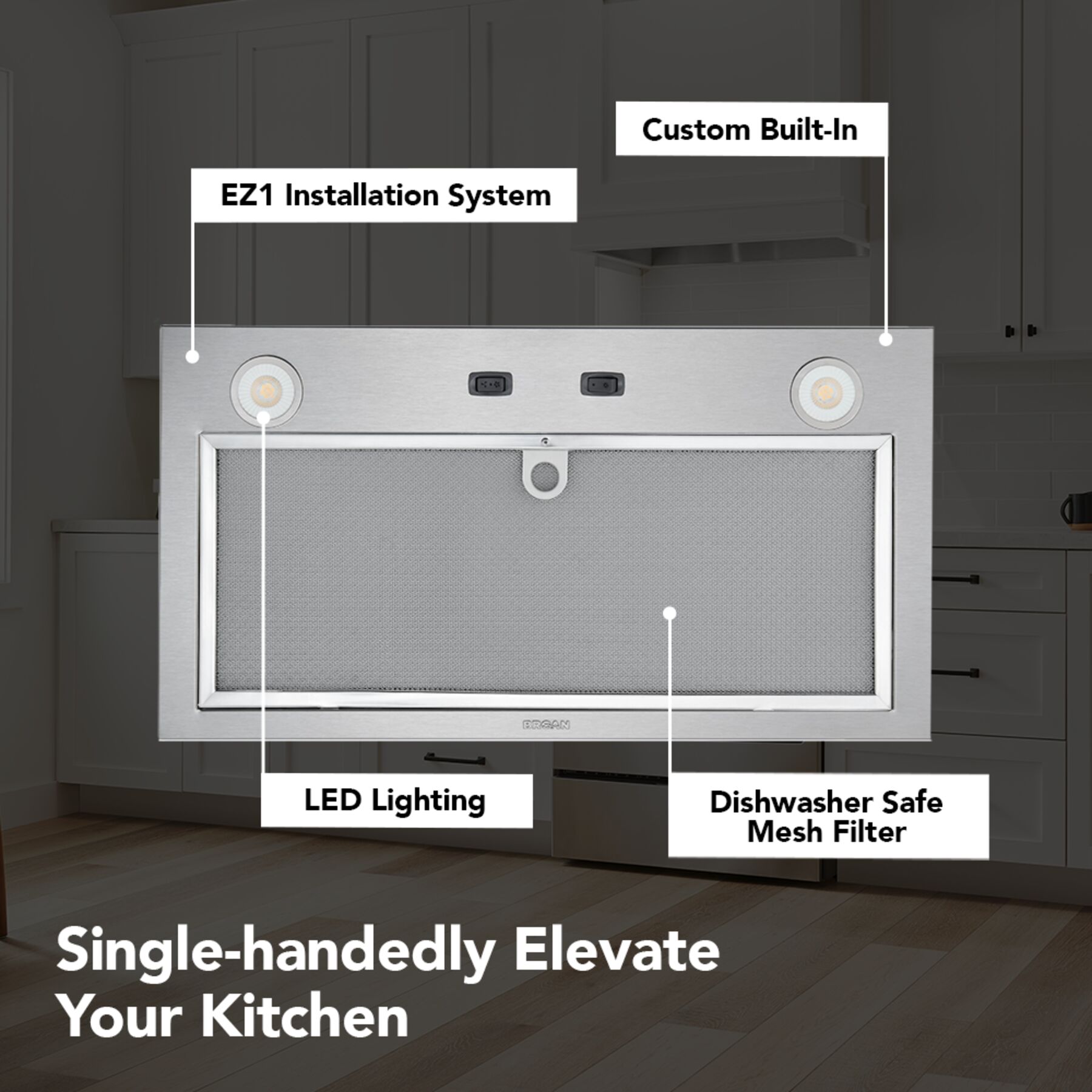 21-Inch Custom Range Hood Power Pack Insert w/ Easy Install System, 300 Max Blower CFM view 7