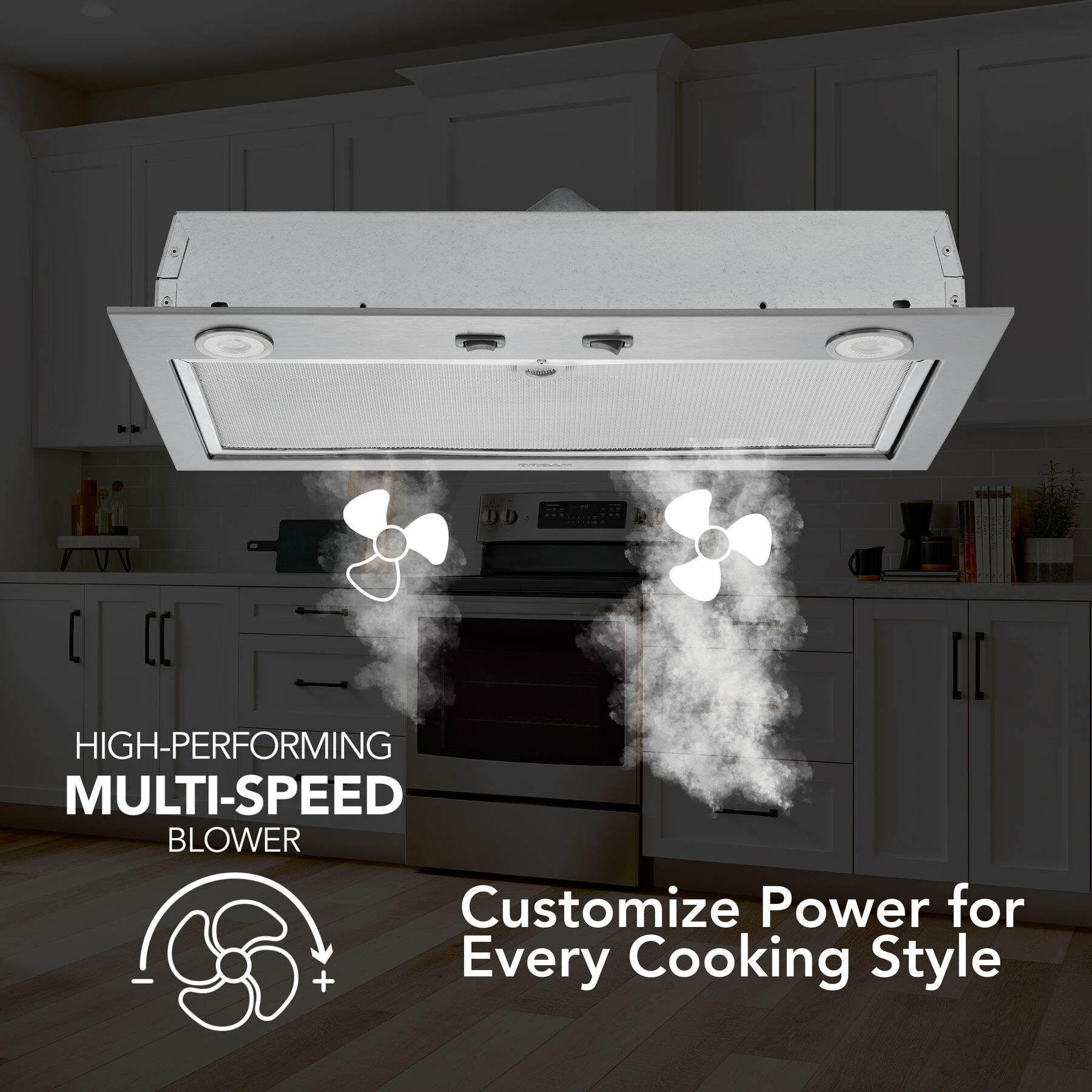 21-Inch Custom Range Hood Power Pack Insert w/ Easy Install System, 300 Max Blower CFM view 8