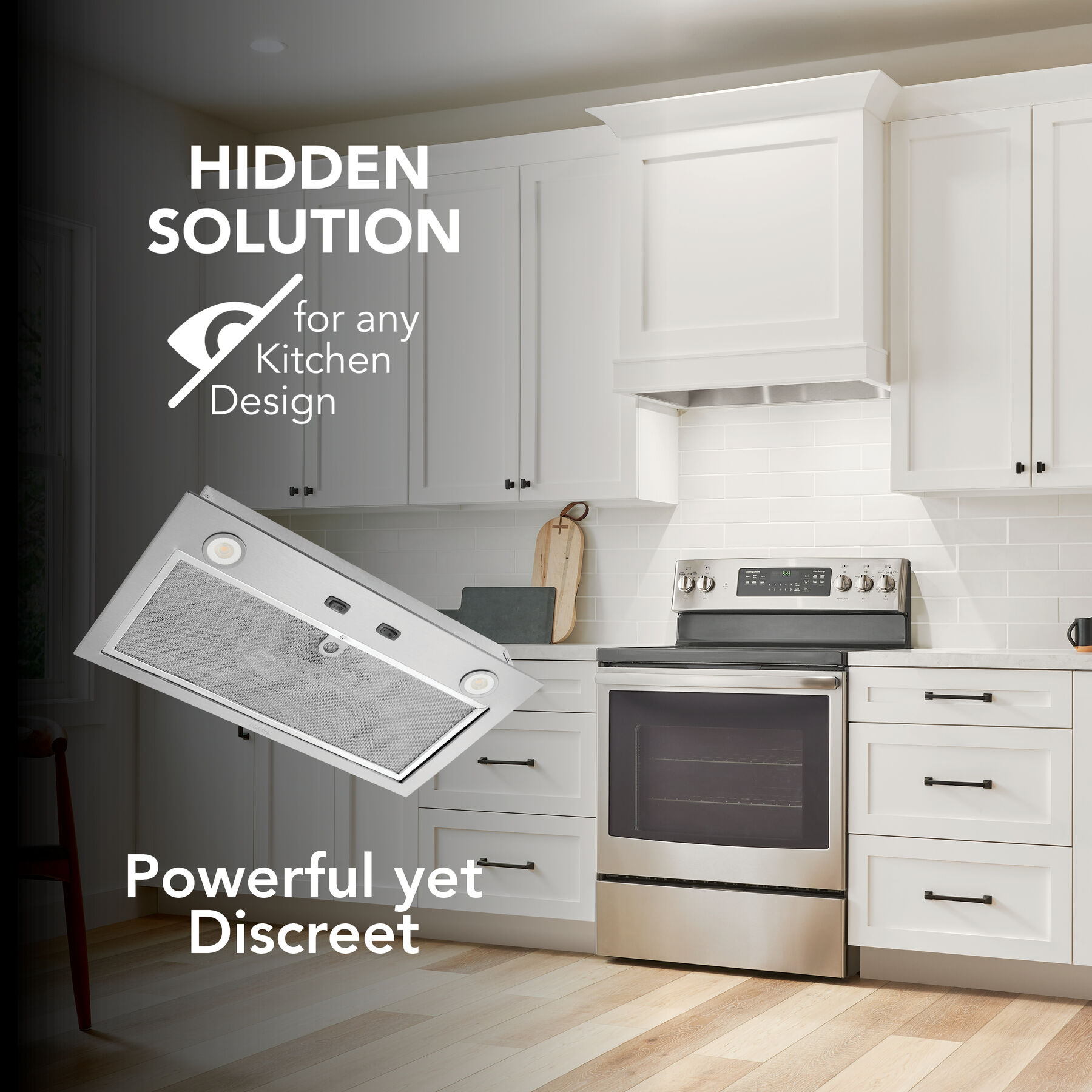 21-Inch Custom Range Hood Power Pack Insert w/ Easy Install System, 300 Max Blower CFM view 9