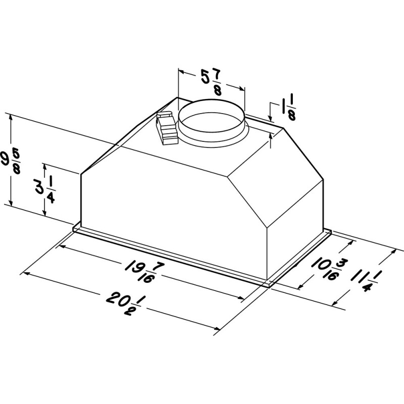 20.5Inch Custom Range Hood Power Pack, 440 Max Blower CFM, Finish PM390