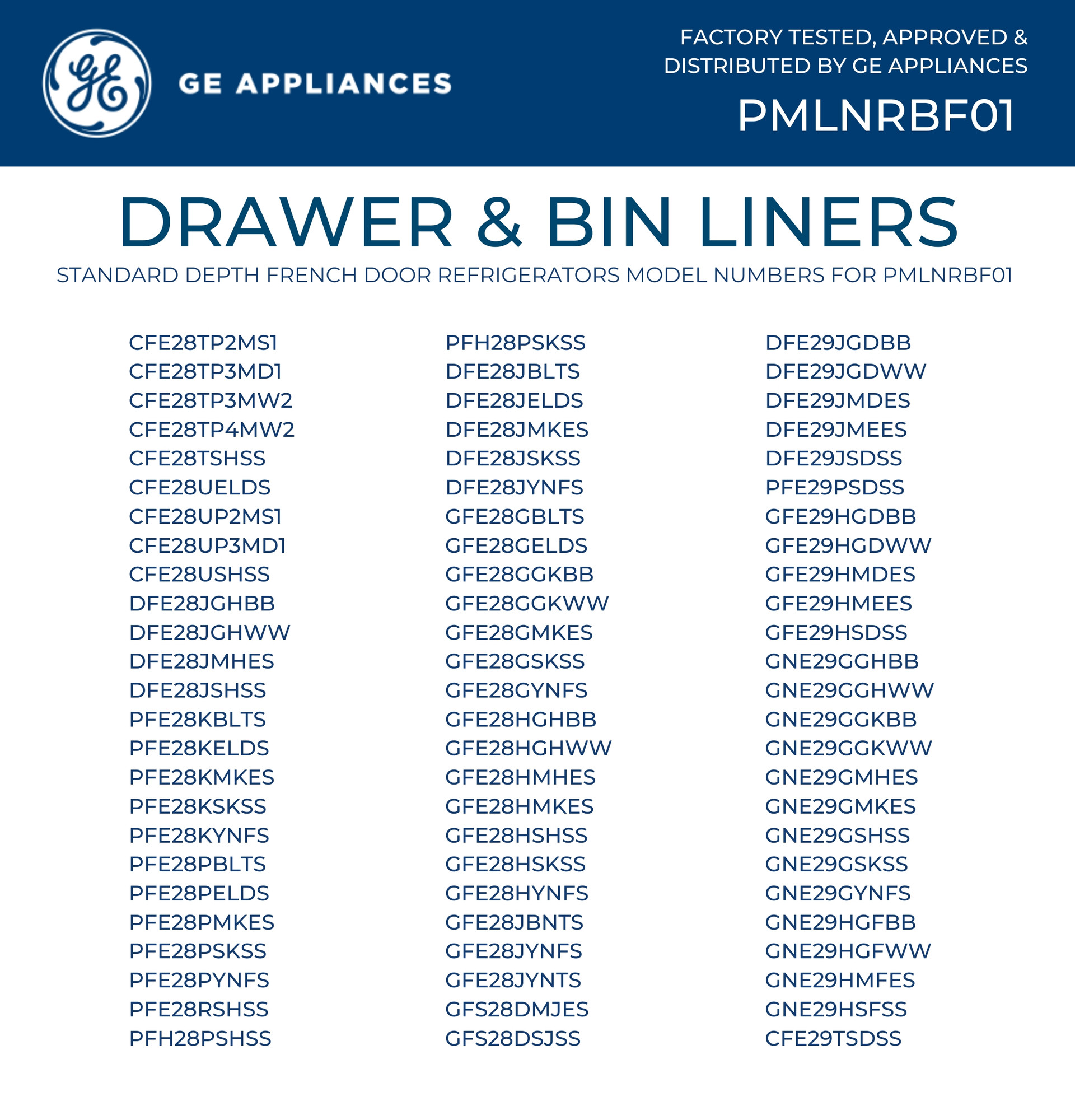 Drawer & Bin Liners with Microban® for Standard Depth Refrigerators PMLNRBF01, product image 11 of 13