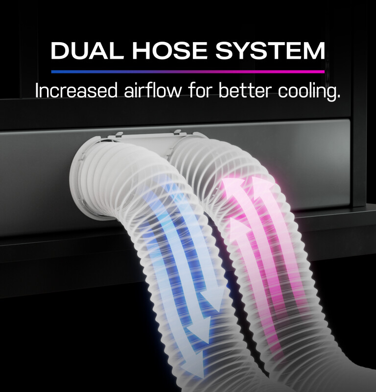 12,000 BTU Dual-Hose, Inverter Heat/Cool Portable Air Conditioner with Dehumidifier and Remote, White view 12