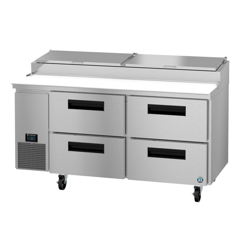PR67B-D4, Refrigerator, Two Section Pizza Prep Table, Stainless DrawersTitle PR67BD4