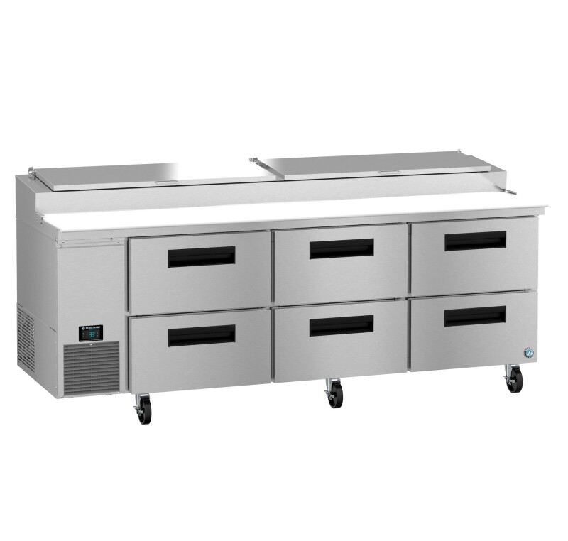 PR93B-D6, Refrigerator, Three Section Pizza Prep Table, Stainless DrawersTitle PR93BD6