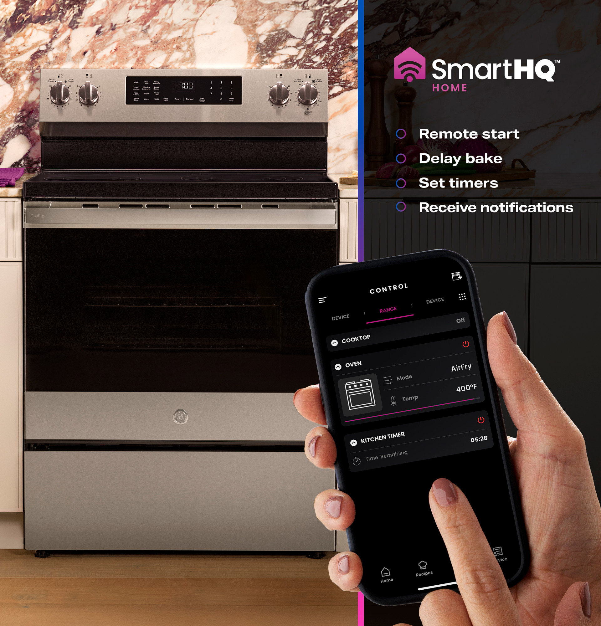 30” Smart Free-Standing Electric Convection Range with No Preheat Air Fry and EasyWash Oven Tray view 46