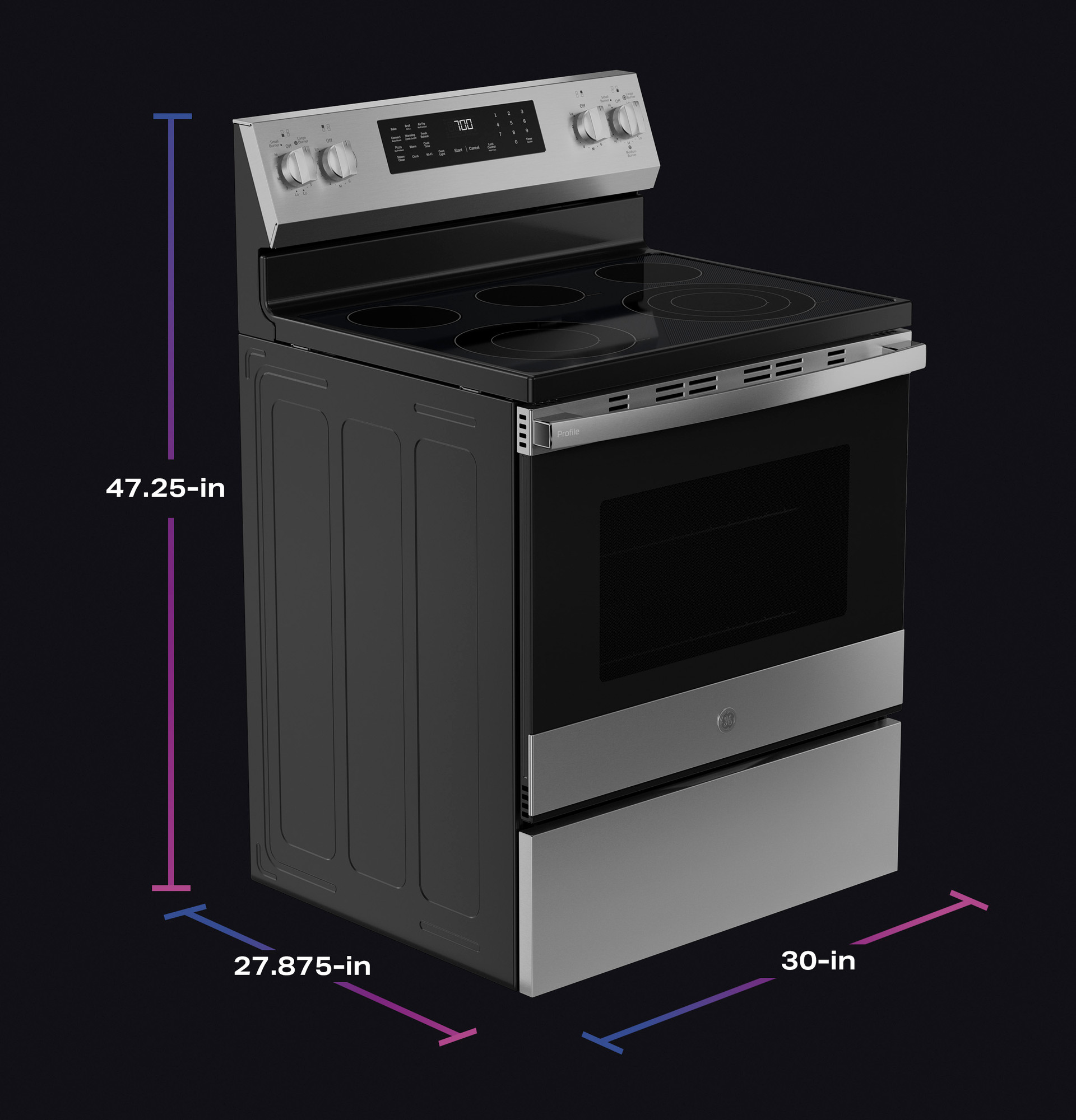 30” Smart Free-Standing Electric Convection Range with No Preheat Air Fry and EasyWash Oven Tray view 69