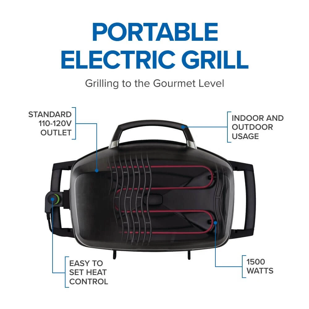 TravelQ™ PRO285E Portable Electric Grill PRO285EBK