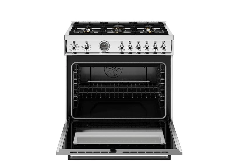 36 inch Dual Fuel Range, 6 Brass Burners and Cast Iron Griddle, Electric Self-Clean Oven PRO366BCFEPBIT