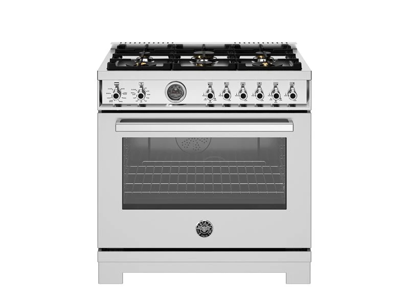 36 inch Dual Fuel Range, 6 Brass Burners and Cast Iron Griddle, Electric Self-Clean Oven PRO366BCFEPXT