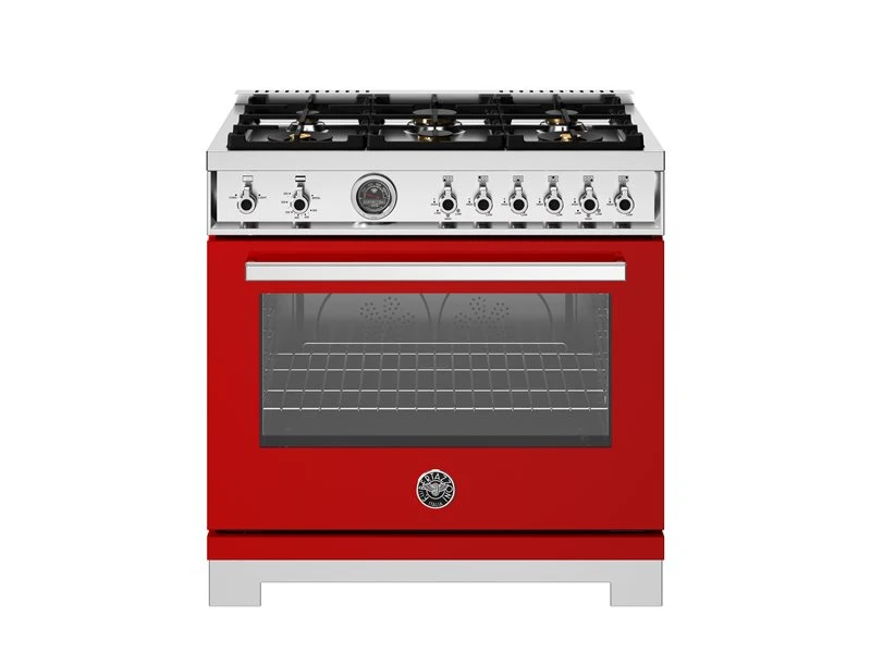 36 inch All Gas Range, 6 Brass Burners and Cast Iron Griddle PRO366BCFGMROT