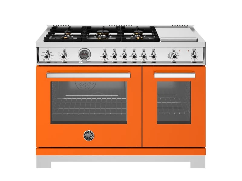 48 inch Dual Fuel Range, 6 Brass Burners and Griddle, Electric Self-Clean Oven PRO486BTFEPART