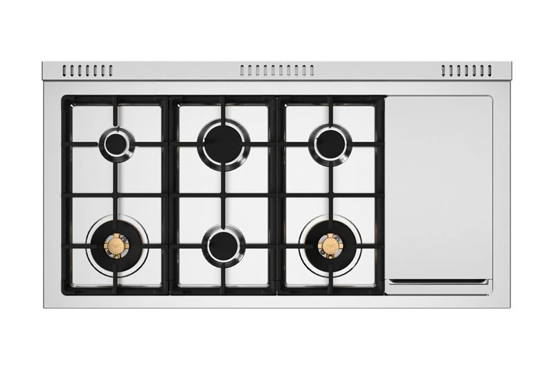 48 inch Dual Fuel Range, 6 Brass Burners and Griddle, Electric Self-Clean Oven PRO486BTFEPART
