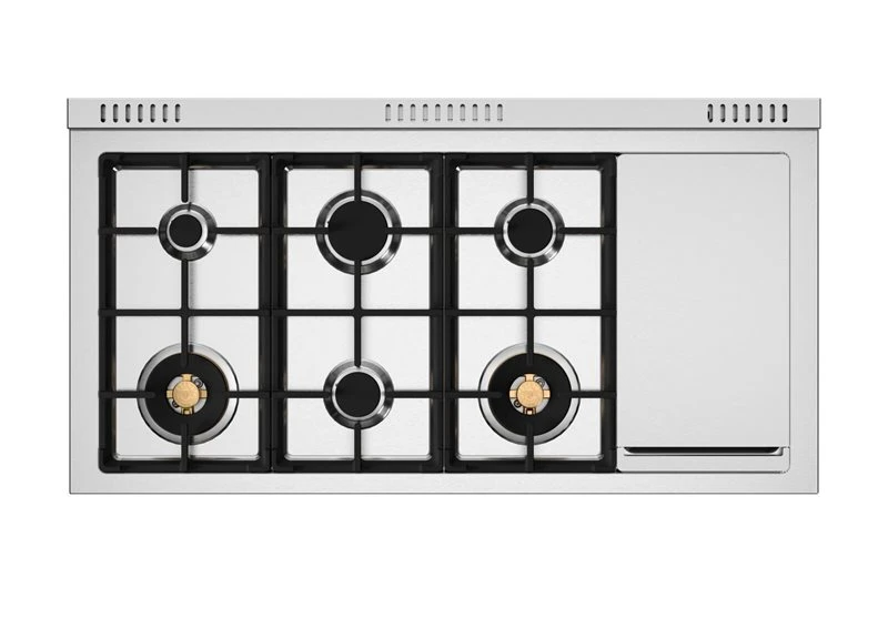 48 inch All-Gas Range 6 Brass Burners and Griddle PRO486BTFGMXT