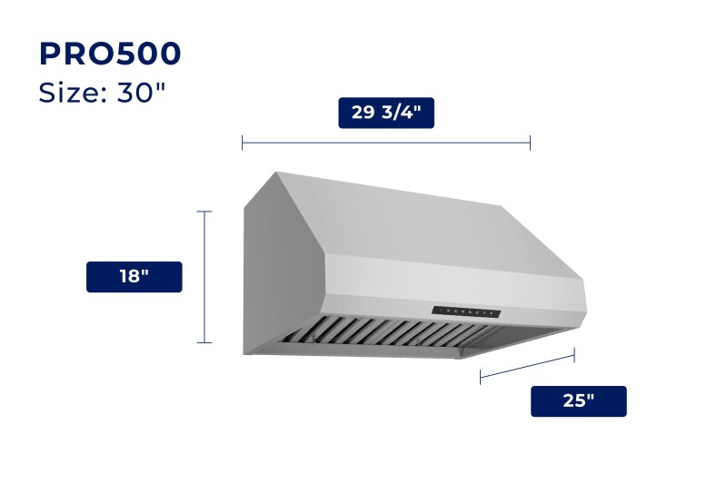 30" Dual Mount Range Hood - Ducted - HauSmart™ Technology PRO500SS30