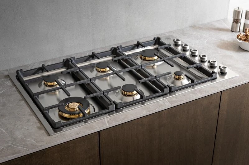 36 Drop-in Gas Cooktop 6 brass burners PROF366QBXT