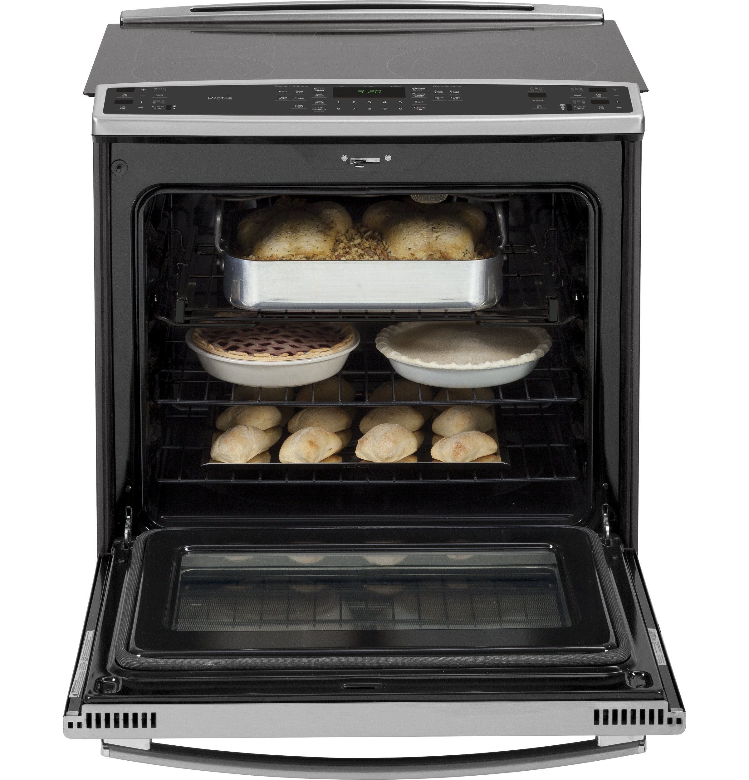Series 30" Slide-In Front Control Electric Convection Range with Warming Drawer PS920SFSS, product image 4 of 13