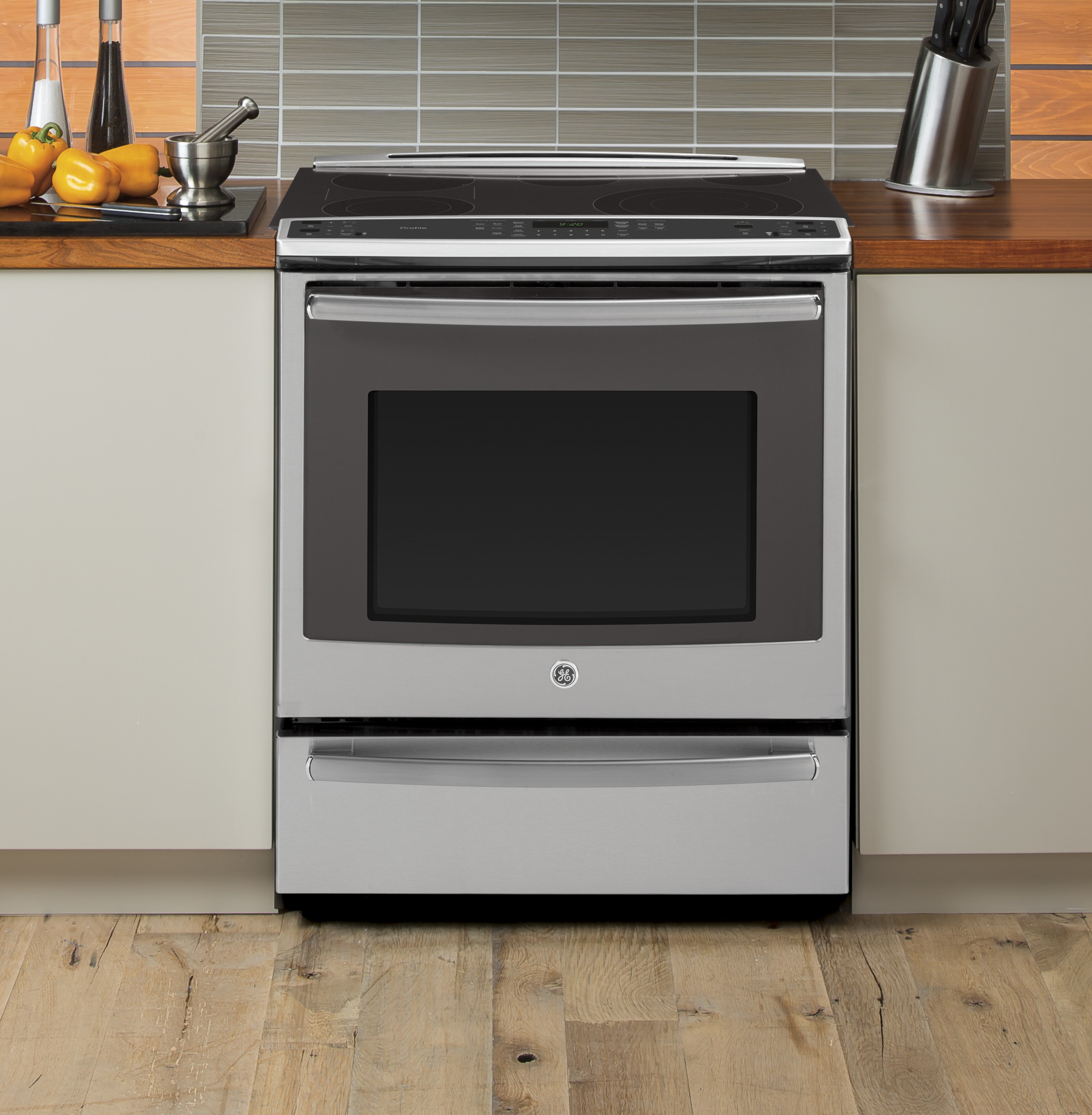 Series 30" Slide-In Front Control Electric Convection Range with Warming Drawer PS920SFSS, product image 6 of 13