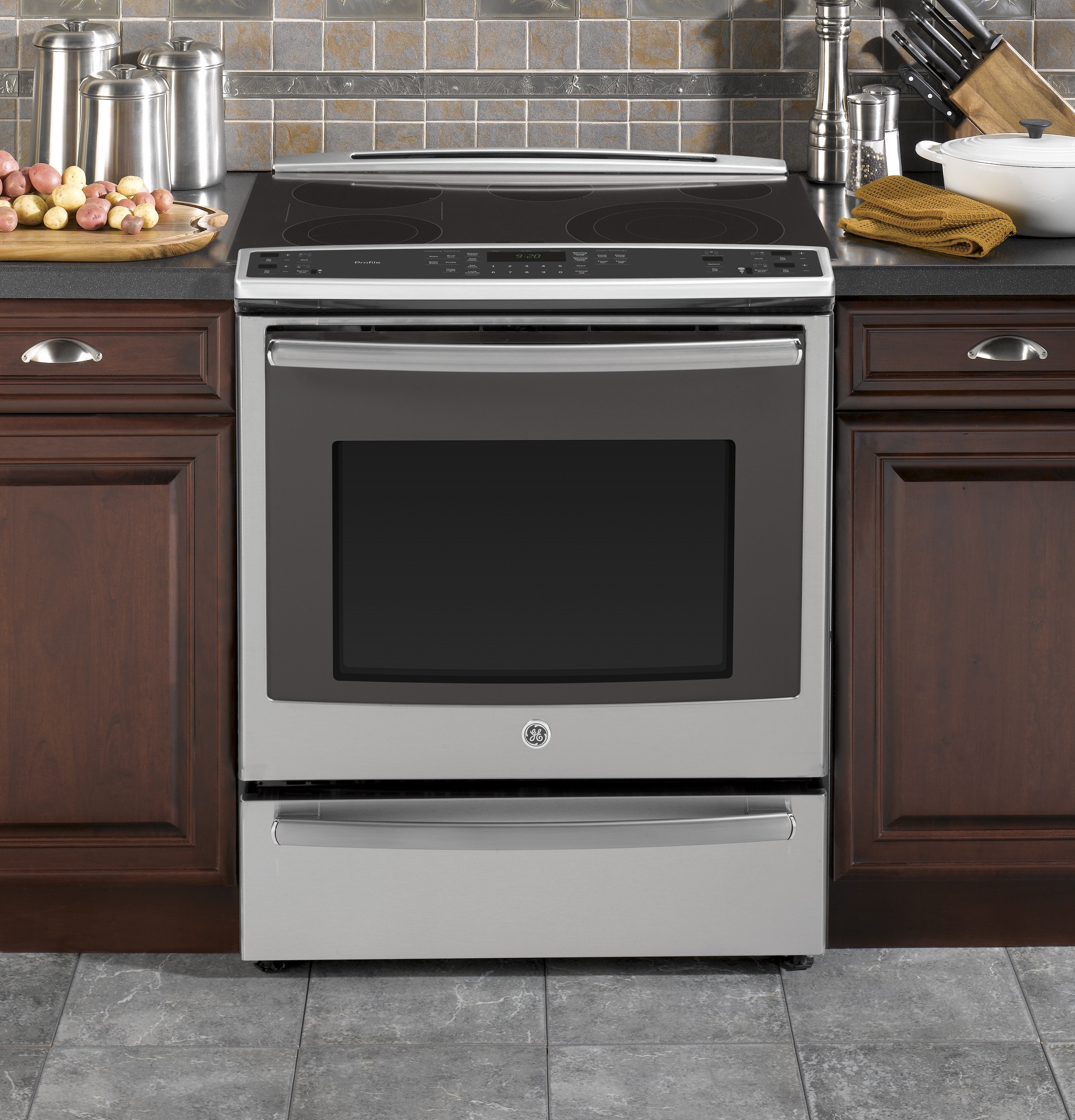 Series 30" Slide-In Front Control Electric Convection Range with Warming Drawer PS920SFSS, product image 7 of 13