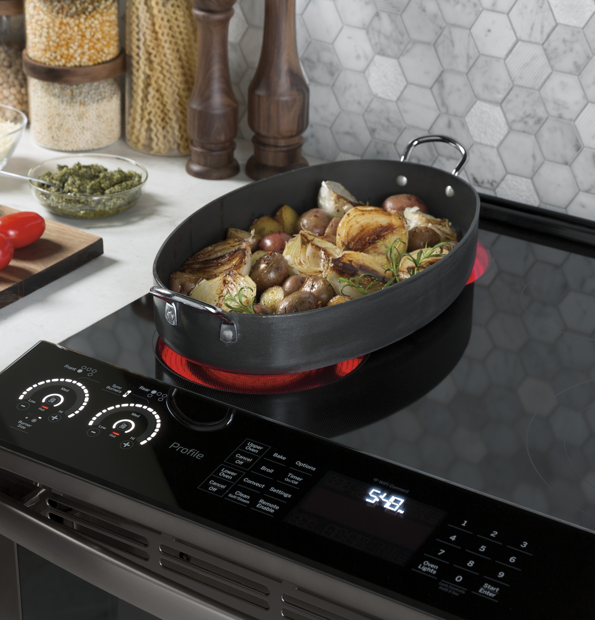 30" Smart Slide-In Electric Double Oven Convection Range PS960BLTS