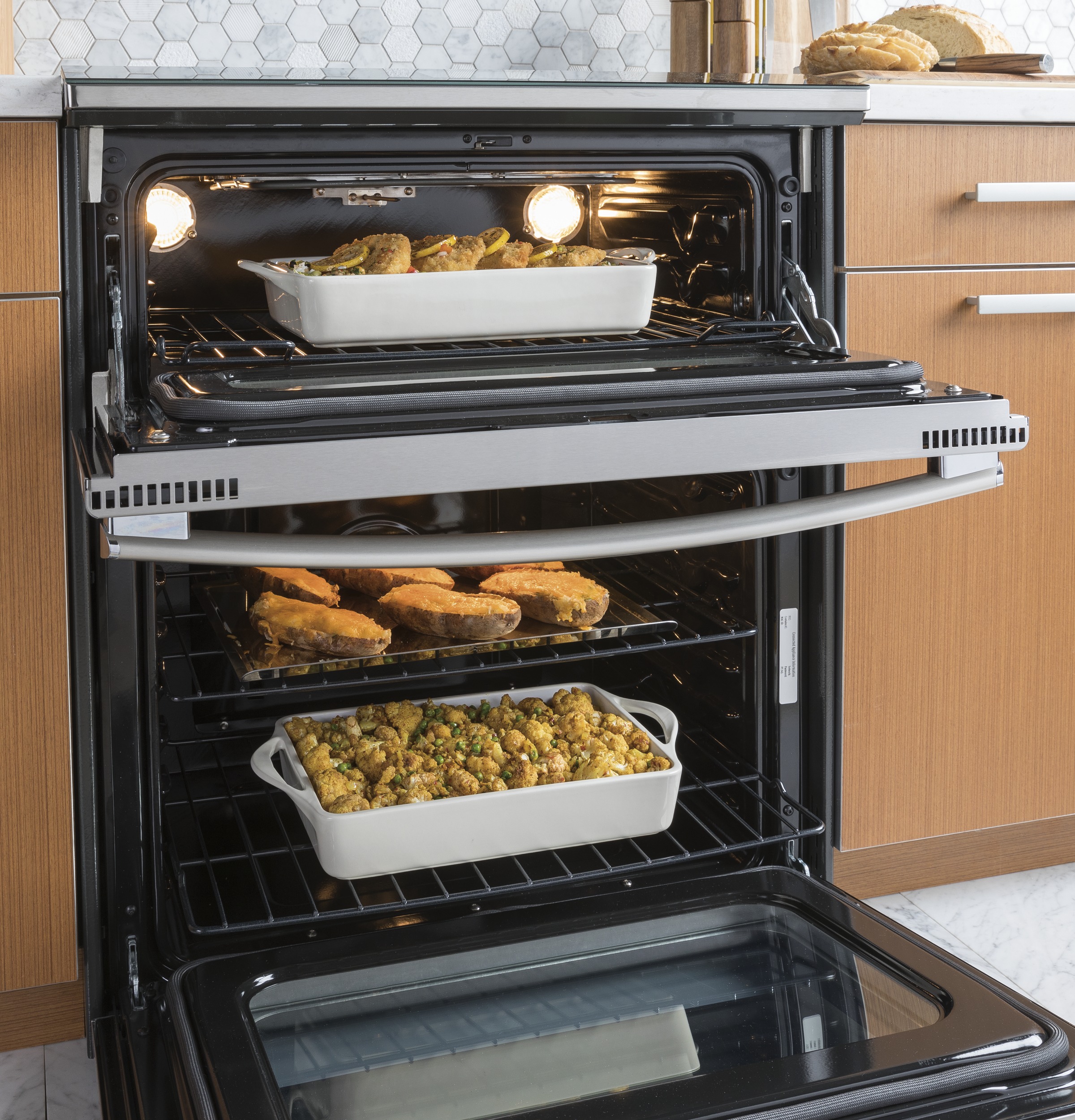 30" Smart Slide-In Electric Double Oven Convection Range PS960SLSS, product image 2 of 18