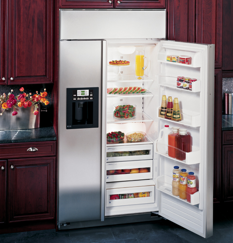 48" Built-In Stainless Side-by-Side Refrigerator with Electronic Dispenser PSB48LSRBV, product image 3 of 7