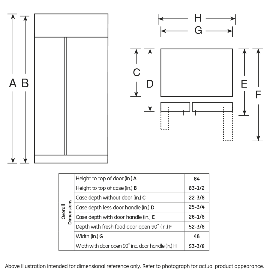 Series 48" Built-In Side-by-Side Refrigerator with Dispenser PSB48YSKSS