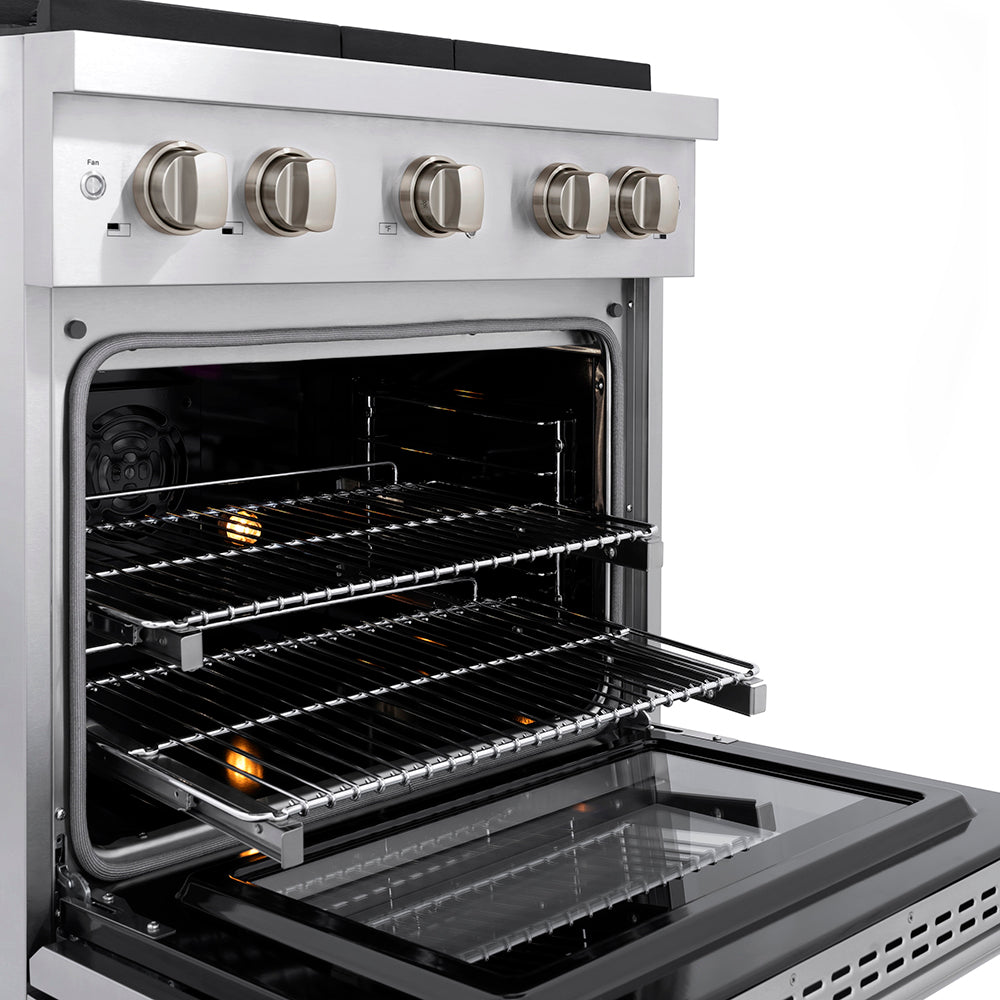 30 In. 4.2 Cu. Ft. Paramount Dual Fuel Range With 4 Burner Duopro™ Cooktop And Electric Convection Oven In Stainless Steel PSDR30