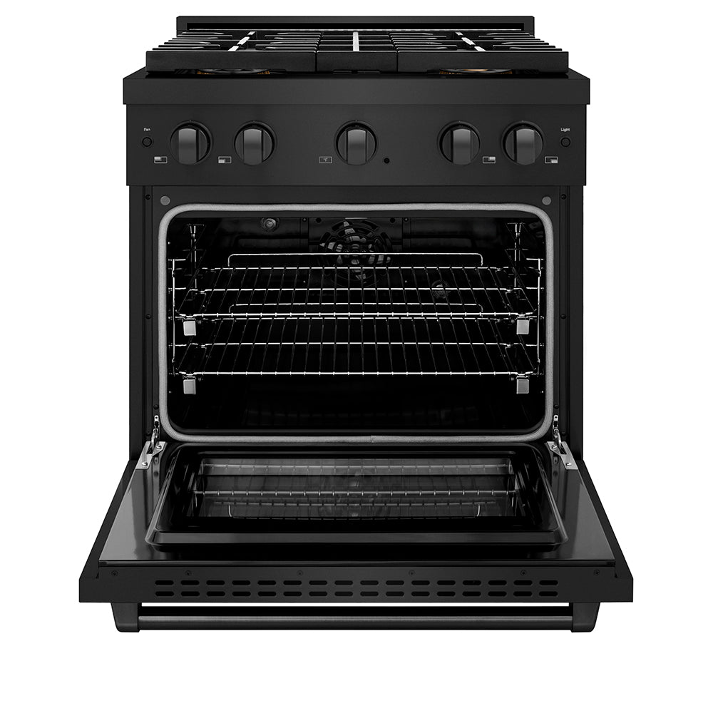 30 In. 4.2 Cu. Ft. Paramount Dual Fuel Range With 4 Burner Duopro™ Cooktop And Electric Convection Oven In Black Stainless Steel PSDRB30