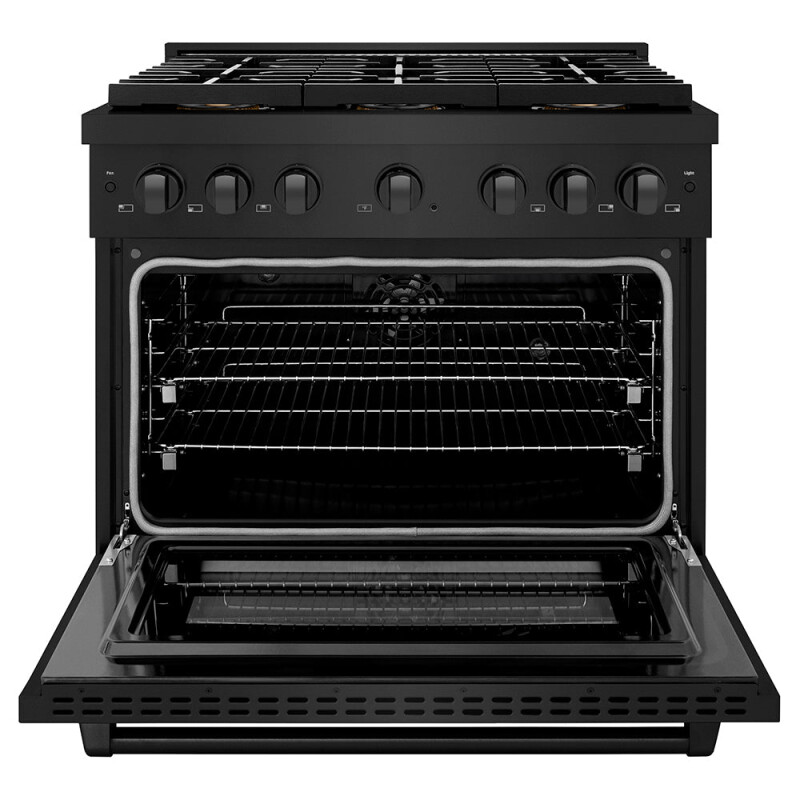 36 In. 5.2 Cu. Ft. Paramount Dual Fuel Range With 6 Burner Duopro™ Cooktop And Electric Convection Oven In Black Stainless Steel PSDRB36