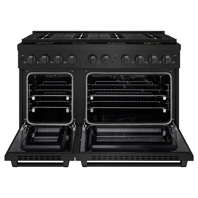 48 In. 6.7 Cu. Ft. Paramount Dual Fuel Range With 8 Burner Duopro™ Cooktop And Dual Ovens In Black Stainless Steel PSDRB48