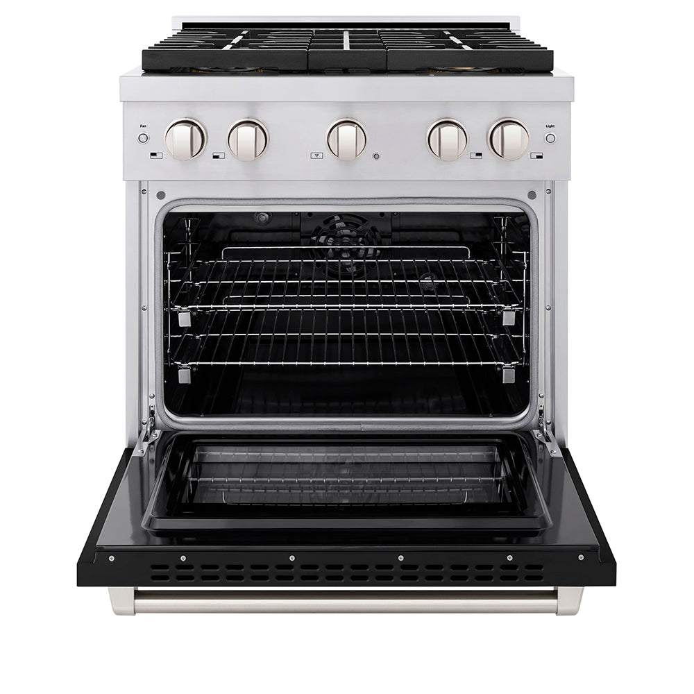 30 In. 4.2 Cu. Ft. Paramount Dual Fuel Range With 4 Burner Duopro™ Cooktop And Electric Convection Oven With Black Matte Door PSDRBLM30