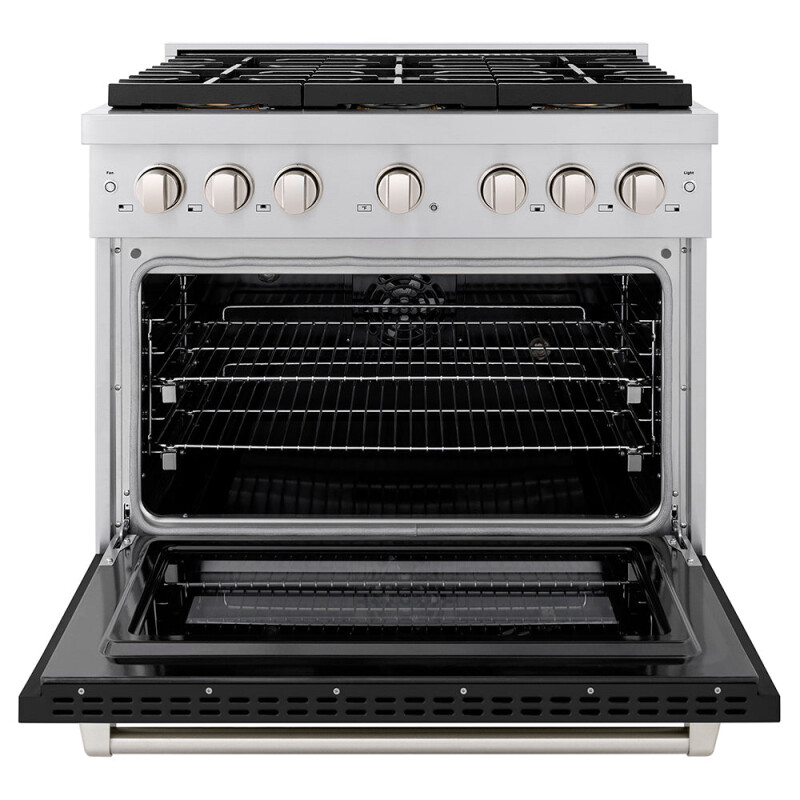 36 In. 5.2 Cu. Ft. Paramount Dual Fuel Range With 6 Burner Duopro™ Cooktop And Electric Convection Oven With Black Matte Door PSDRBLM36