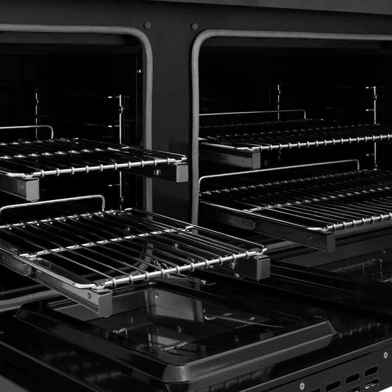 Autograph Edition 48 In. 6.7 Cu. Ft. Paramount Dual Fuel Range With 8 Burner Duopro™ Cooktop And Dual Ovens In Black Stainless Steel And Polished Gold Accents PSDRBZ48G