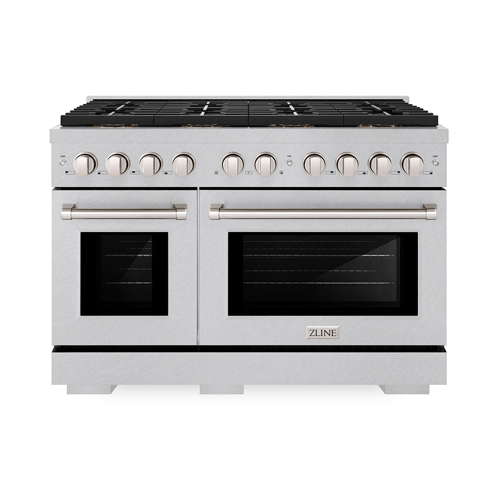 ZLINE 48 in. 6.7 cu. ft. Paramount Dual Fuel Range with 8 Burner DuoPro™ Cooktop and Dual Ovens in Satin Stainless Steel (PSDRS-48) PSDRS48