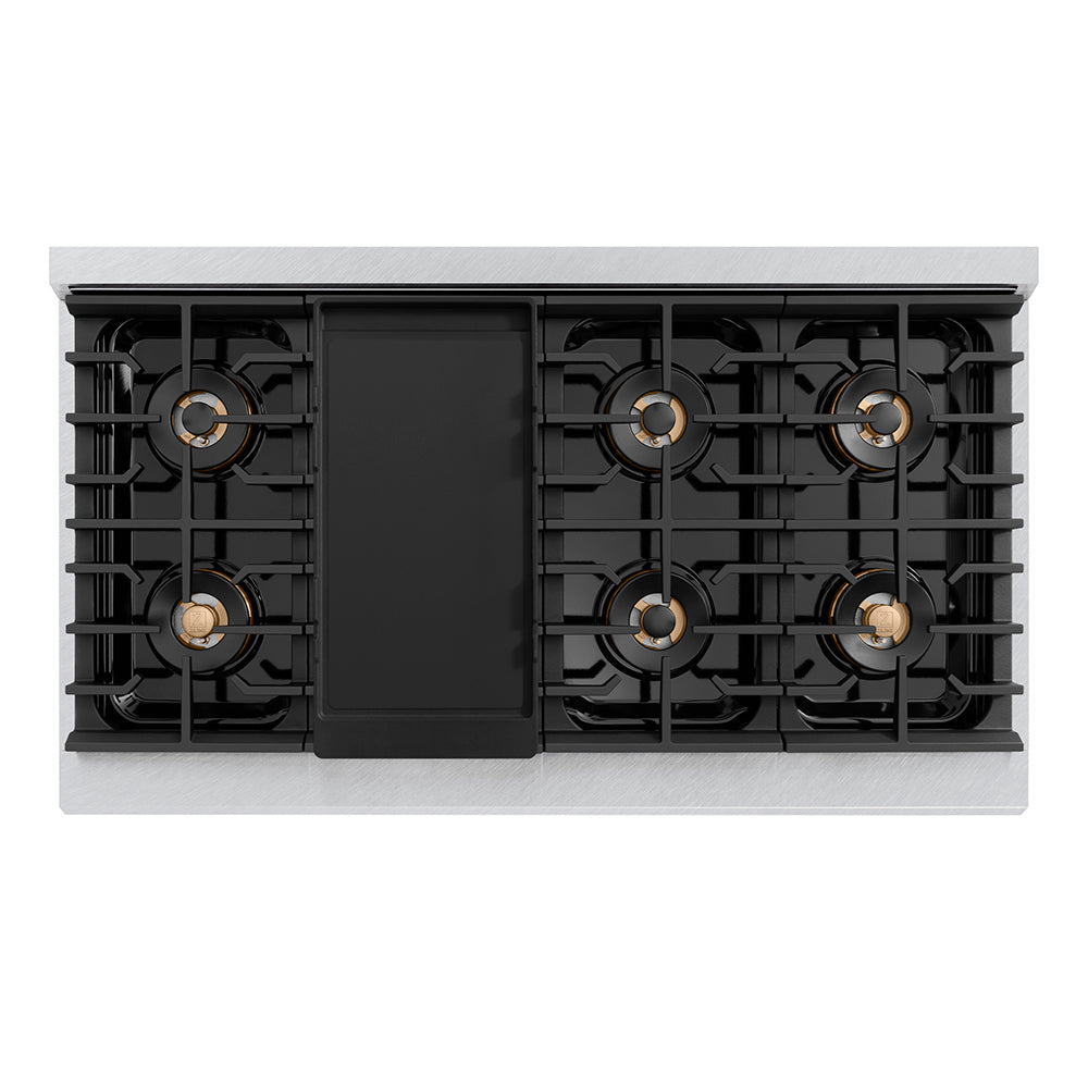 ZLINE 48 in. 6.7 cu. ft. Paramount Dual Fuel Range with 8 Burner DuoPro™ Cooktop and Dual Ovens in Satin Stainless Steel (PSDRS-48) PSDRS48
