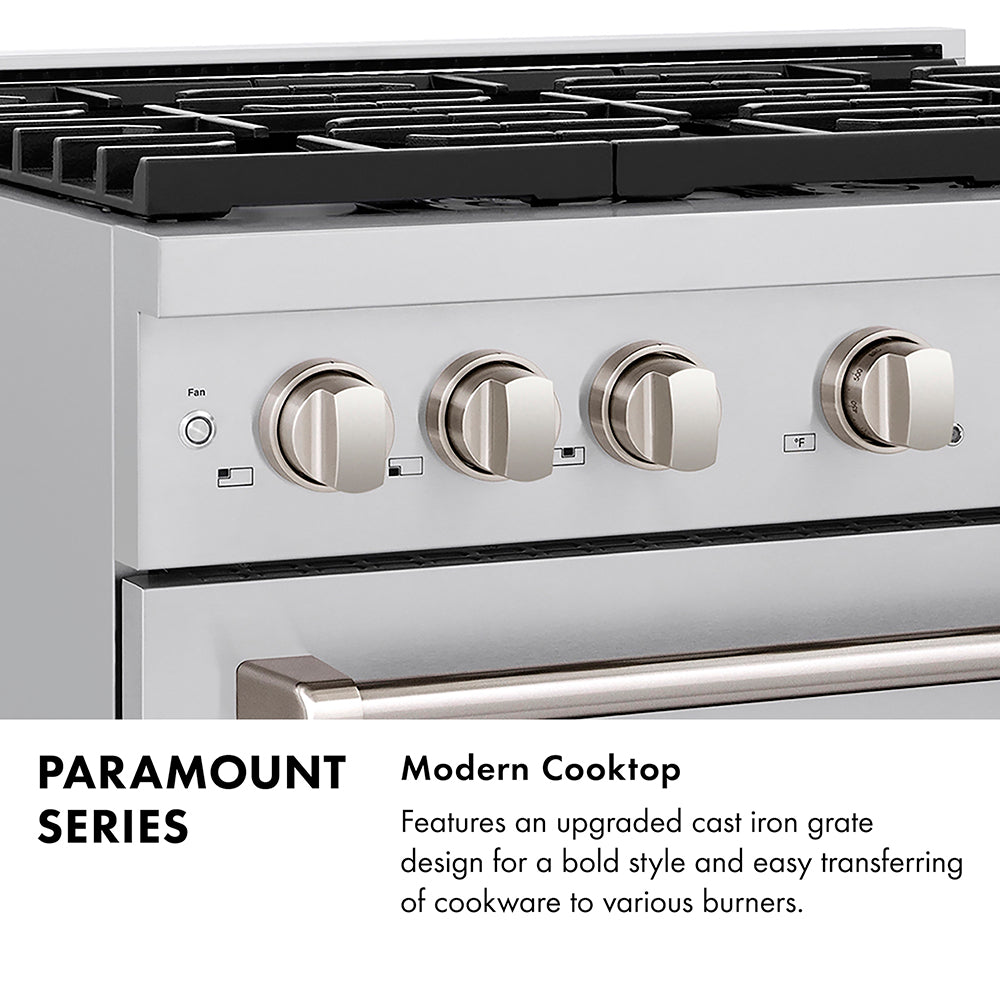ZLINE Autograph Edition 30 in. 4.2 cu. ft. Paramount Dual Fuel Range with 4 Burner DuoPro™ Cooktop and Electric Convection Oven in Satin Stainless Steel and Matte Black Accents (PSDRSZ-30-MB) PSDRSZ30MB