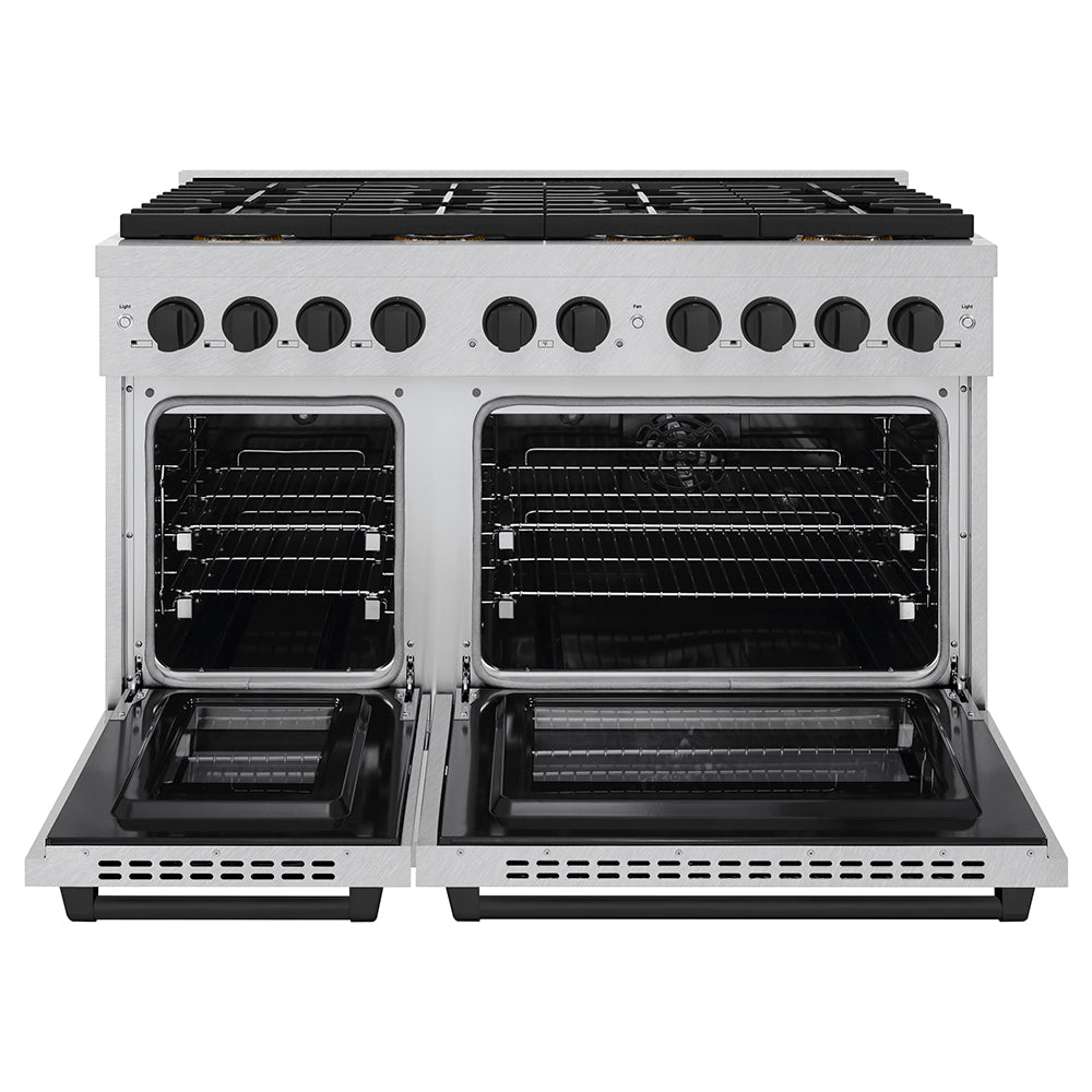 Autograph Edition 48 In. 6.7 Cu. Ft. Paramount Dual Fuel Range With 8 Burner Duopro™ Cooktop And Dual Ovens In Satin Stainless Steel And Matte Black Accents PSDRSZ48MB