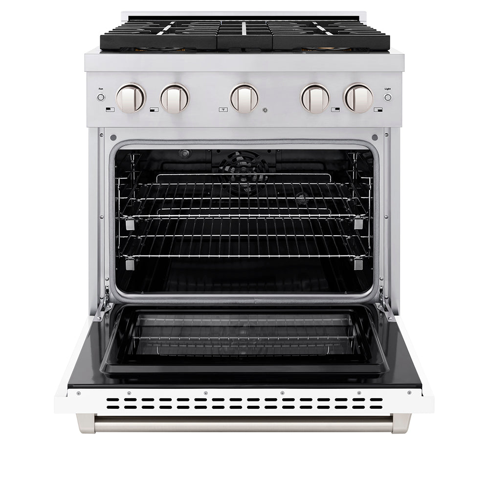 30 In. 4.2 Cu. Ft. Paramount Dual Fuel Range With 4 Burner Duopro™ Cooktop And Electric Convection Oven With White Matte Door PSDRWM30