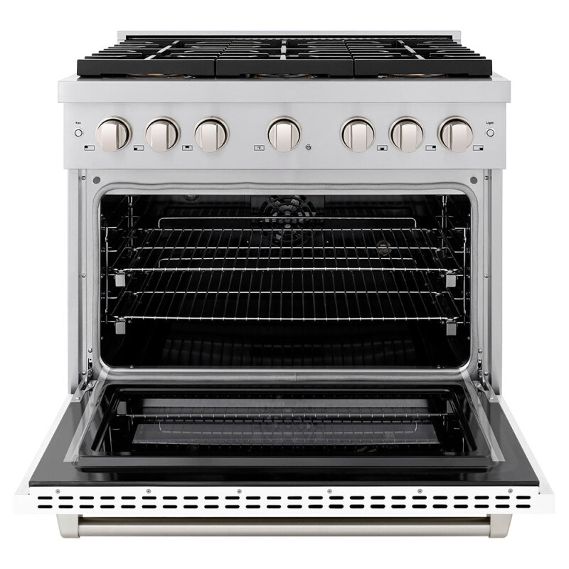 36 In. 5.2 Cu. Ft. Paramount Dual Fuel Range With 6 Burner Duopro™ Cooktop And Electric Convection Oven With White Matte Door PSDRWM36