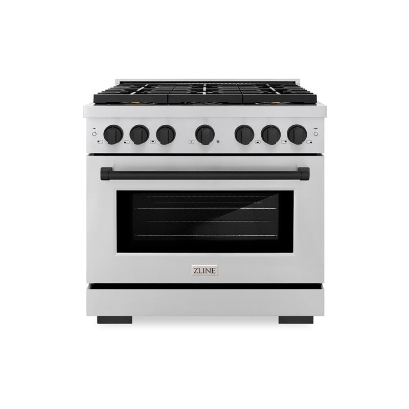 Autograph Edition 36 In. 5.2 Cu. Ft. Paramount Dual Fuel Range With 6 Burner Duopro™ Cooktop And Electric Convection Oven In Stainless Steel And Matte Black Accents PSDRZ36MB
