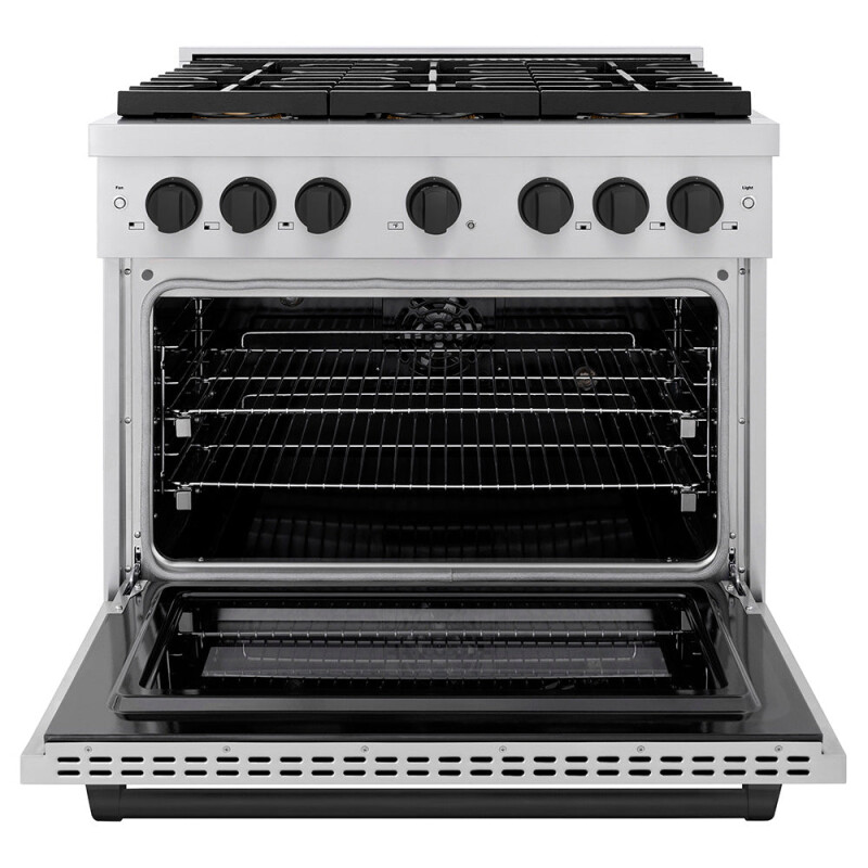 Autograph Edition 36 In. 5.2 Cu. Ft. Paramount Dual Fuel Range With 6 Burner Duopro™ Cooktop And Electric Convection Oven In Stainless Steel And Matte Black Accents PSDRZ36MB