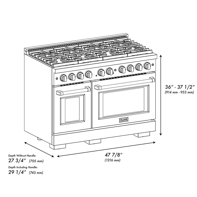 Autograph Edition 48 in. 6.7 cu. ft. Paramount Dual Fuel Range with 8 Burner DuoPro™ Cooktop and Dual Ovens PSDRZ48CB