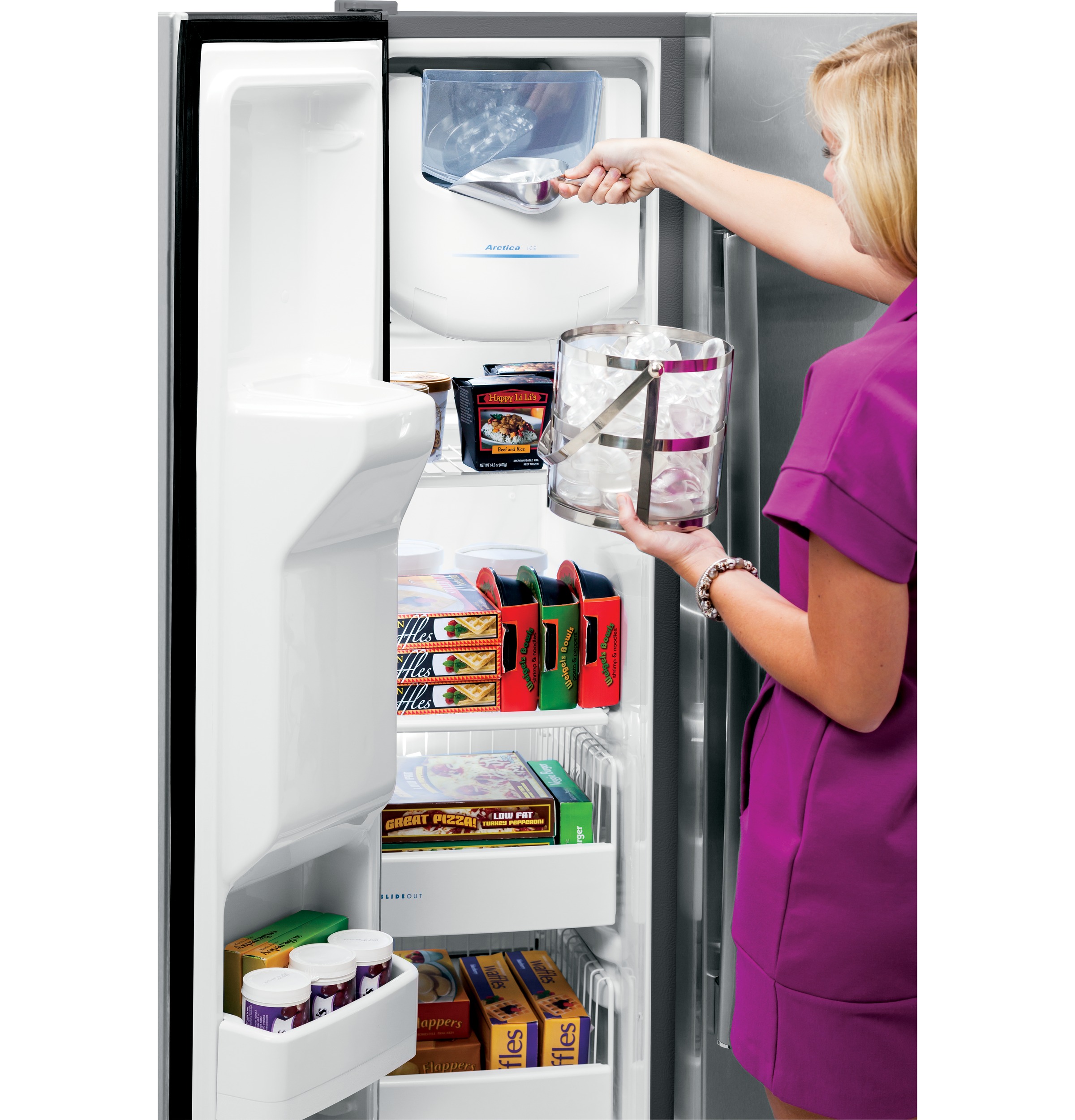 Series 25.3 Cu. Ft. Side-by-Side Refrigerator PSE25KBLTS, product image 7 of 16