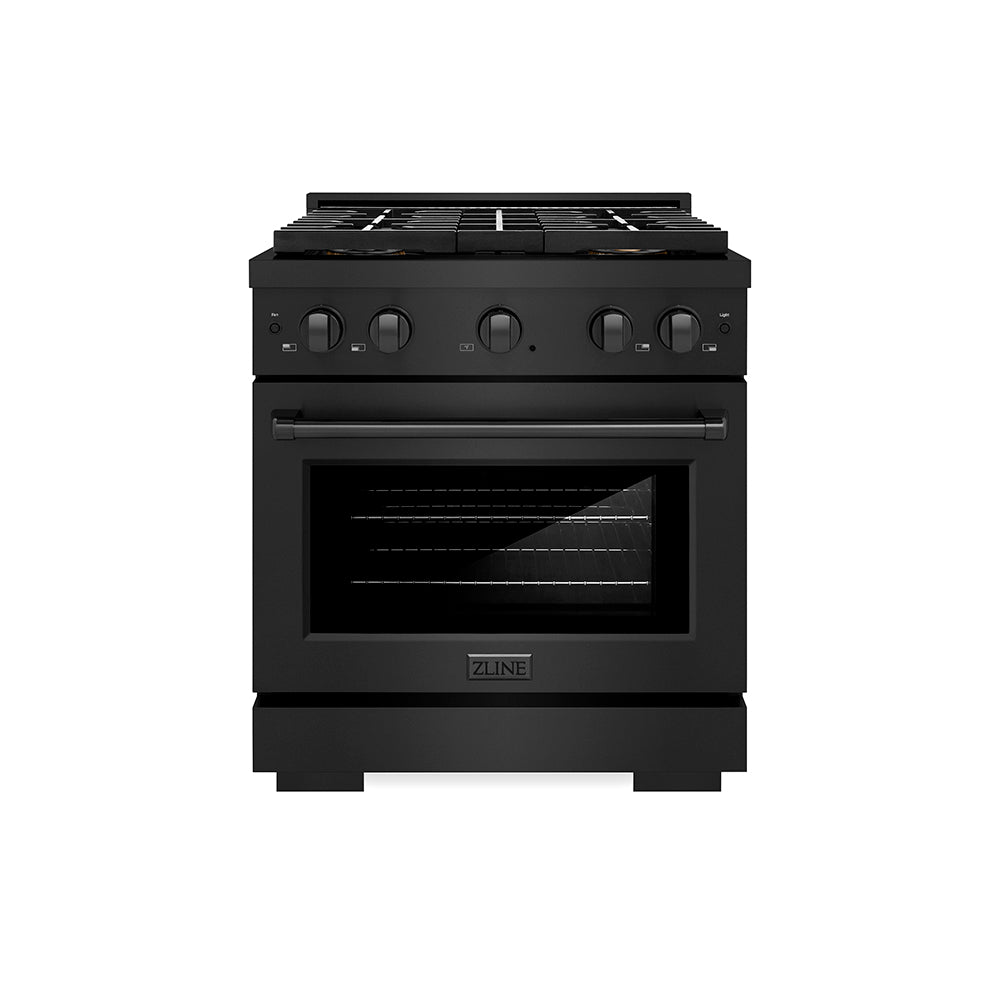 30 In. 4.2 Cu. Ft. Paramount Gas Range With 4 Burner Duopro™ Cooktop And Convection Gas Oven In Black Stainless Steel PSGRB30
