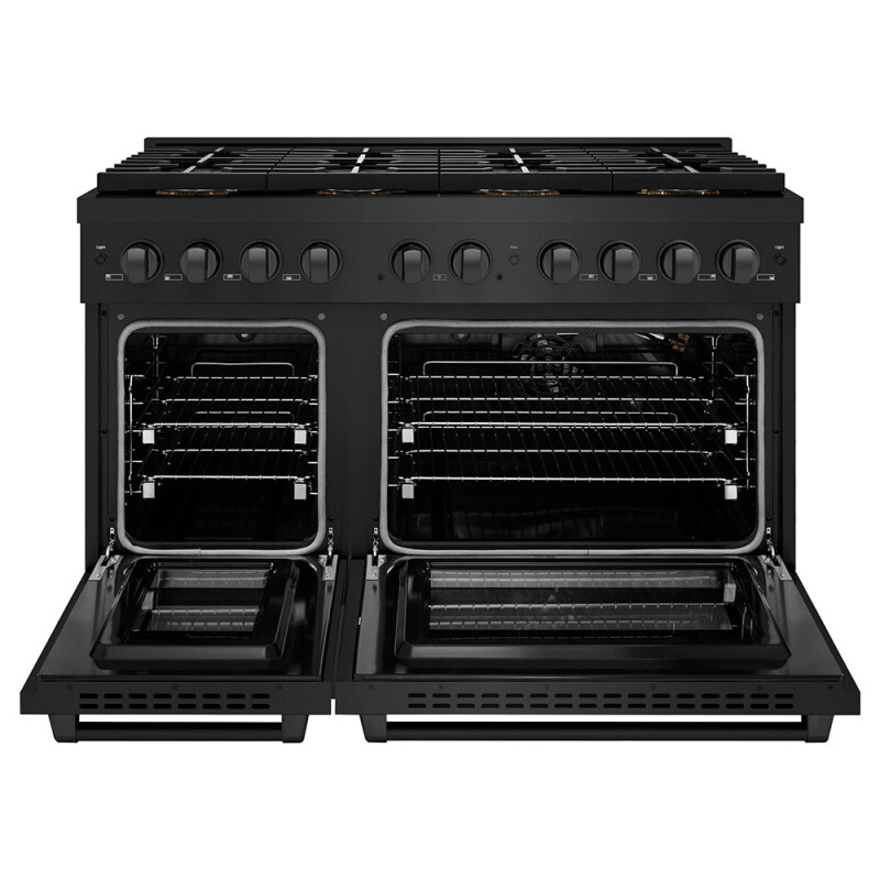 48 In. 6.7 Cu. Ft. Paramount Gas Range With 8 Burner Duopro™ Cooktop And Dual Ovens In Black Stainless Steel PSGRB48