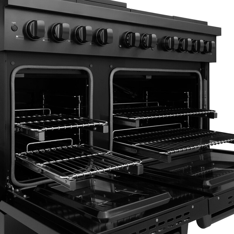 48 In. 6.7 Cu. Ft. Paramount Gas Range With 8 Burner Duopro™ Cooktop And Dual Ovens In Black Stainless Steel PSGRB48